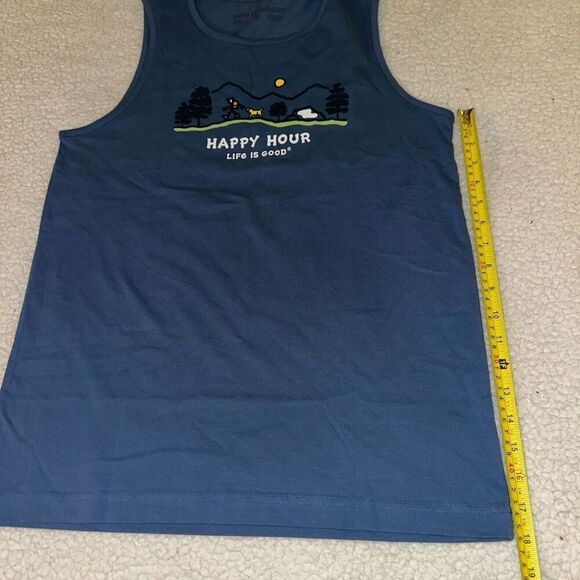 Life is Good Unisex Blue Tank Top Hiking Mountain Dog Print Size Small NWT - Picture 8 of 8